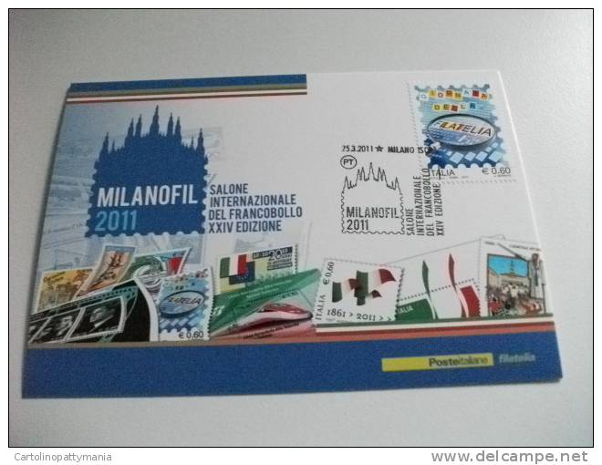 Cartolina Postale Annullo Speciale Milanofil 2011 Salone Internazionale Del Francobollo - Bolsas Y Salón Para Coleccionistas
