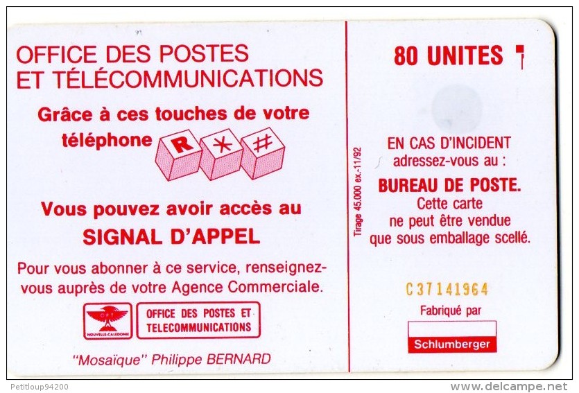 TELECARTE  NOUVELLE-CALEDONIE  80 Unités  Mosaique (Puce SC7) Fleurs,Fruits,Oiseaux  Flowers,Fruits,Birds - Nueva Caledonia