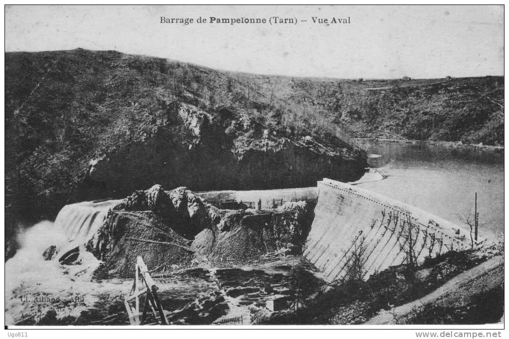 Barrage De Pampelonne   (Tarn)   -    Vue Aval - Pampelonne