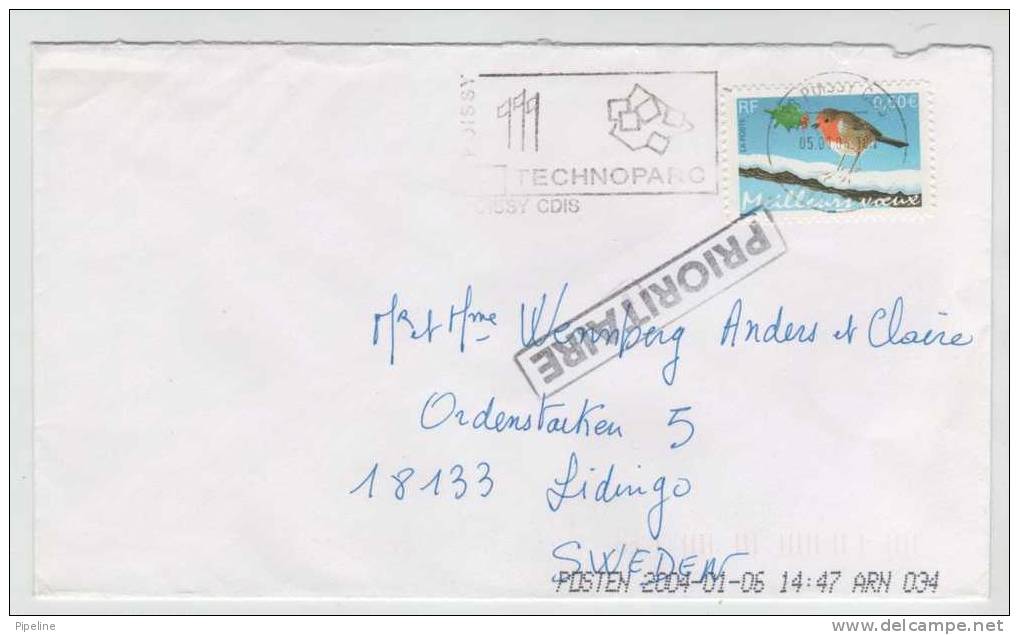 France Cover Sent To Sweden Possy Cdis 5-1-2004 With Nice BIRD Stamp - Covers & Documents