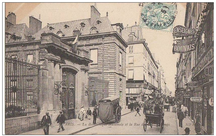 PARIS 2°  Rue Des Petits Champs  Commerces Animation  " BIBLIOTHEQUE Nationale  " 1905 - Arrondissement: 02