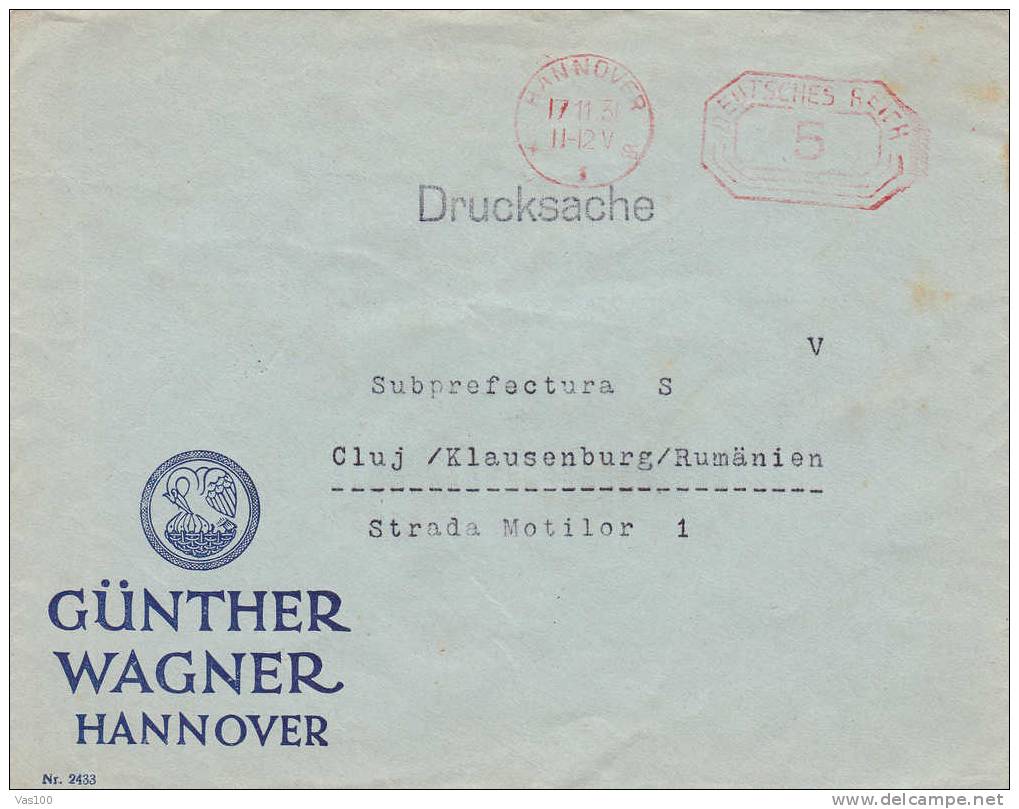 Gunter Wahner Hannover 1931 Commercial Cover,from Germania Sent To Romania. - Sonstige & Ohne Zuordnung