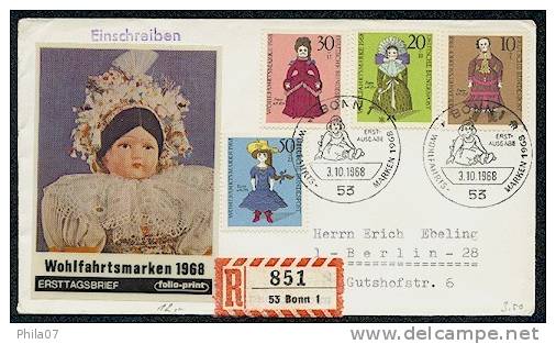 Germany - F. D. C. Letter With Image Of Doll And Complete Set Of Stamp With Image Of Dolls. Registered Sent Letter From - Poupées