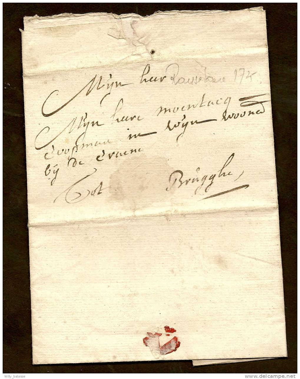 Belg Précurs 1725 Lettre Datée De Rousselaere Pour Bruges - 1714-1794 (Pays-Bas Autrichiens)
