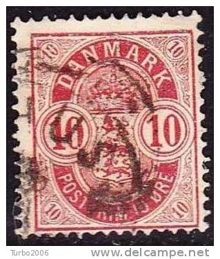 DENMARK 1884 / 1902 10 Ore Karmin  Mi. 35 Y A A - Oblitérés