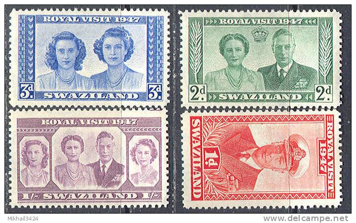 M2280 QEII Royal Visit 1947 Swaziland Colony 4v Set MNH ** - Swaziland (...-1967)