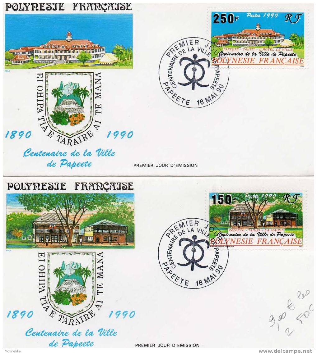 POLYNESIE - N° 358/259 Sur FDC  :  VILLE DE PAPEETE - FDC