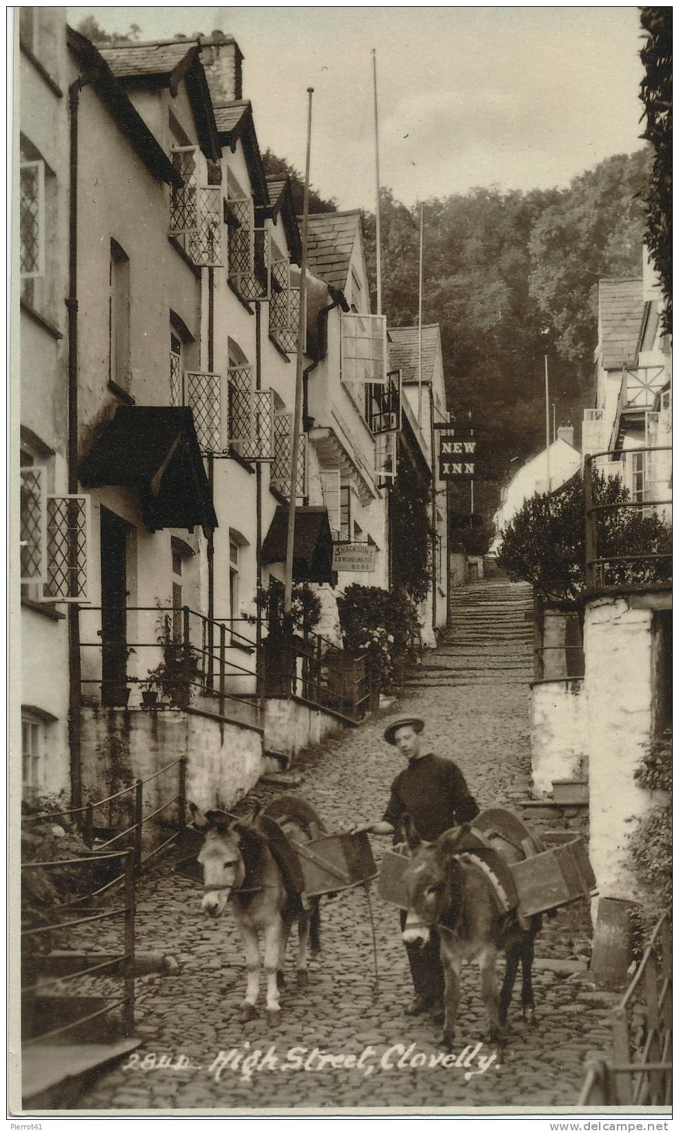 ROYAUME-UNI - CLOVELLY - High Street (donkeys) (ânes) - Clovelly