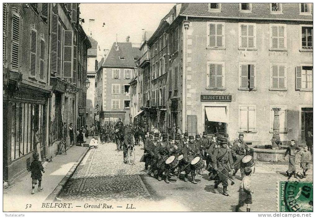 CPA 90 BELFORT GRANDE RUE 1907 Carte Rare Animée - Belfort - Ville