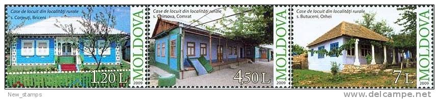 Moldova 2009 Provincial Houses 3v MNH - Moldova