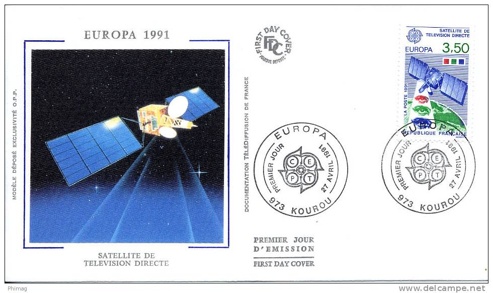 FDC PREMIER JOUR EUROPA 1991  SATELLITE TELEVISION ESPACE - Europe