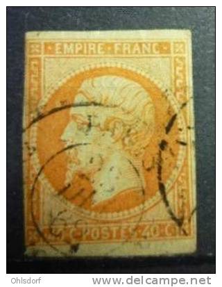 EMPIRE FRANC 1853-60: YT 16, Napoleon III, 40 C., O / Obl., Cachet " PARIS " - 1853-1860 Napoléon III
