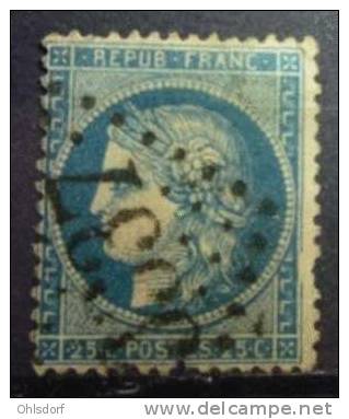 REPUB FRANC 1871-1875: YT 60, 25 C., O / Obl., Cachet Grands Chiffres " 3337 "ou " 9337 " - 1871-1875 Cérès