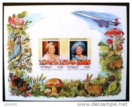 TUVALU 2 BF 2 Valeurs; Anniversaire (Champignon, Papillons, Oiseaux Concorde) NON DENTELES. IMPERFORATE MNH - Tuvalu