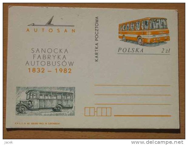 Polish Bus Factory Sanok 1832 -1982 /  Poland  Stamped Stationery - Tarjetas Máxima