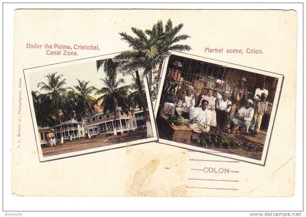 CPA - COLON - Market Scene - CRISTOBAL - Under The Palms - Canal Zone - Panama