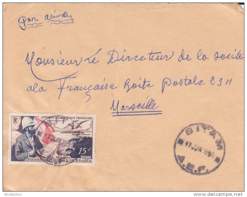 MARCOPHILIE - BITAM ( Petit Bureau ) GABON - 1955 - COLONIES - A.E.F - PA N°55 - AVION - LETTRE - Autres & Non Classés