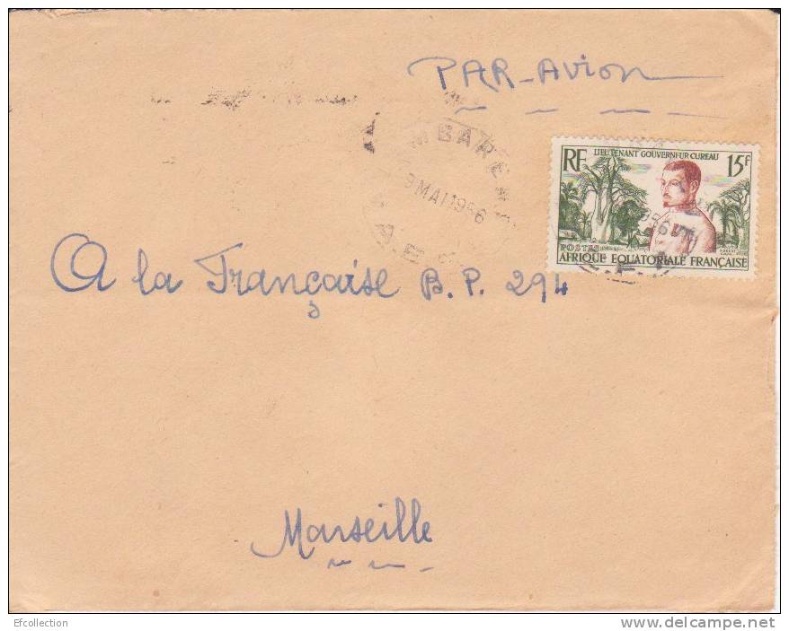 MARCOPHILIE - LAMBARENE  - GABON - 1956 - COLONIES - A.E.F - N°230 - AVION - LETTRE - Autres & Non Classés