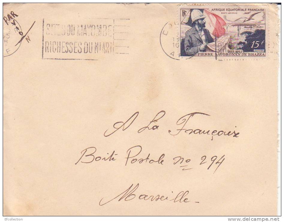 Dolésie En 1955 > France,Lettre,Colonies,po Ste Aérienne,explorateur Savorgnan Brazza,15f N°55 - Cartas & Documentos