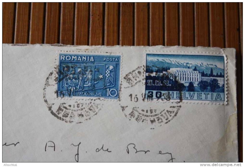 1930 Curiosité >TIMBRES DE ROUMANIE + HELVETIA POUR DER HAAG HOLLANDE >AFFRANCHISSEMENT MULTIPLE  DE 2 PAYS MARCO - Errores & Curiosidades