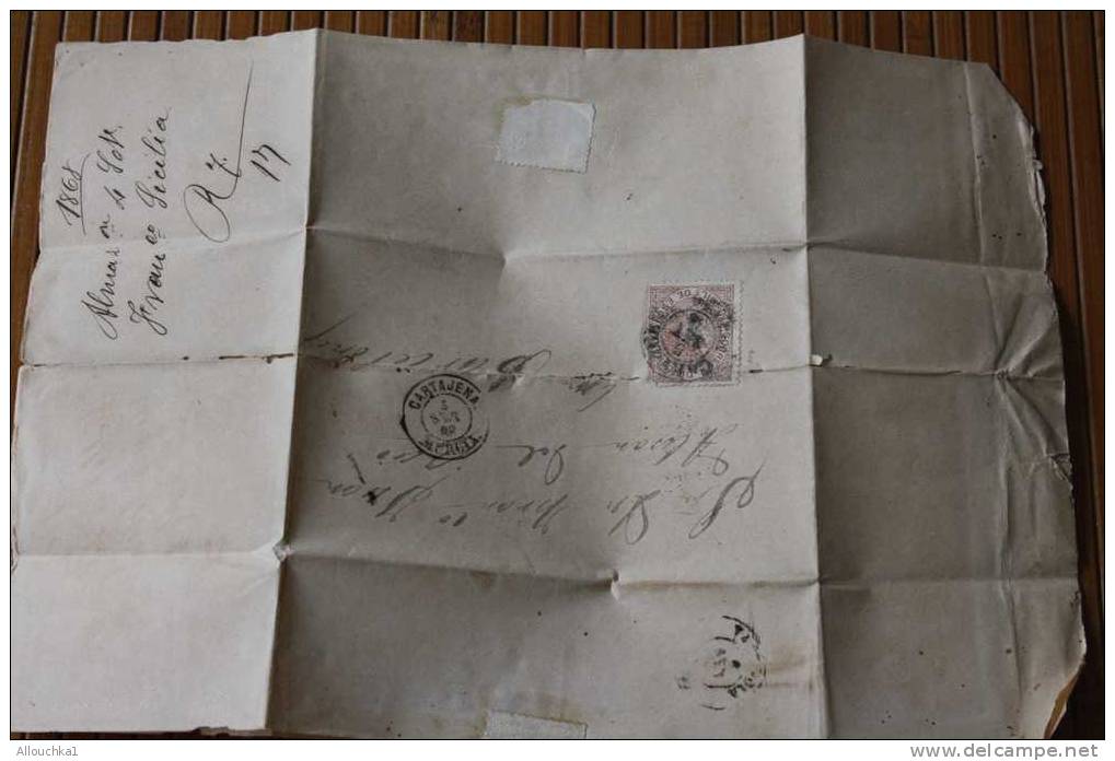 1868 LETTRE > ESPAGNE ESPANA  ROYAUME ISABELLE> CARTAGENE  POUR BARCELONE  CACHETS PEU COURANTS MARCOPHILIE - Cartas & Documentos