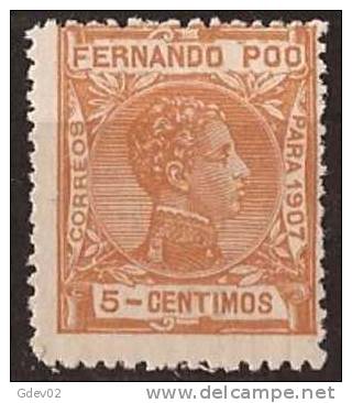 FPOO156-LA1010.Guinea Guinee..FERNANDO POO.ESPAÑOL ALFONSO XIII 1907  (Ed 156**) Sin Charnela.MUY BONITO - Fernando Poo