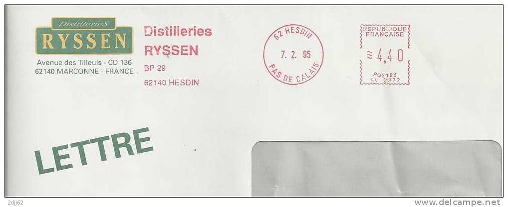 Distillation, Digestif, Hesdin, "Ryssen" - EMA Satas - Enveloppe Entière  (H575) - Wines & Alcohols