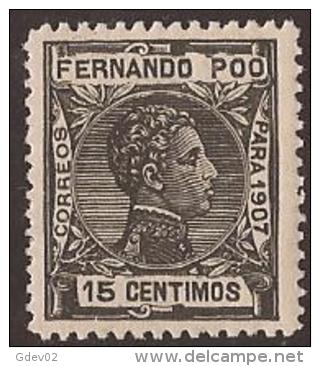 FPOO158-L4180TAN.Guinea Guinee..FERNANDO POO.ALFONSO XIII DEL AÑO1907  (Ed 158**) Sin Charnela.LUJO. - Unused Stamps