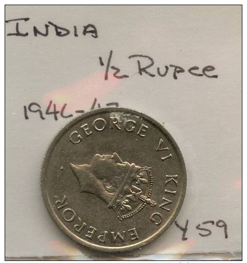 India 1/2 Rupee 1947 - India