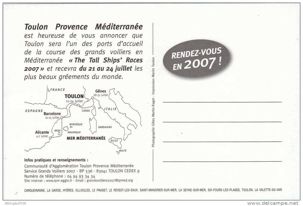 The Tall Ship's Races. Les Grands Voiliers à TOULON 2007. Carte Postale, Photo De Gilles MARTIN. Provence Méditerranée. - Vela