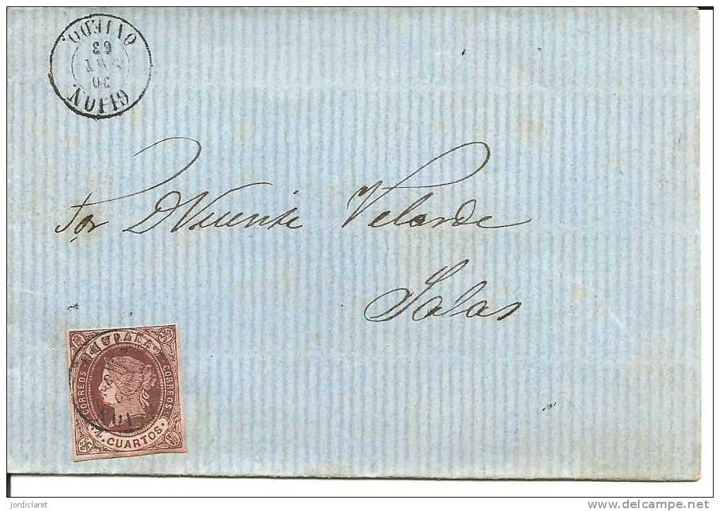 CARTA 1863 4 CUARTOS  MAT GIJON - Storia Postale