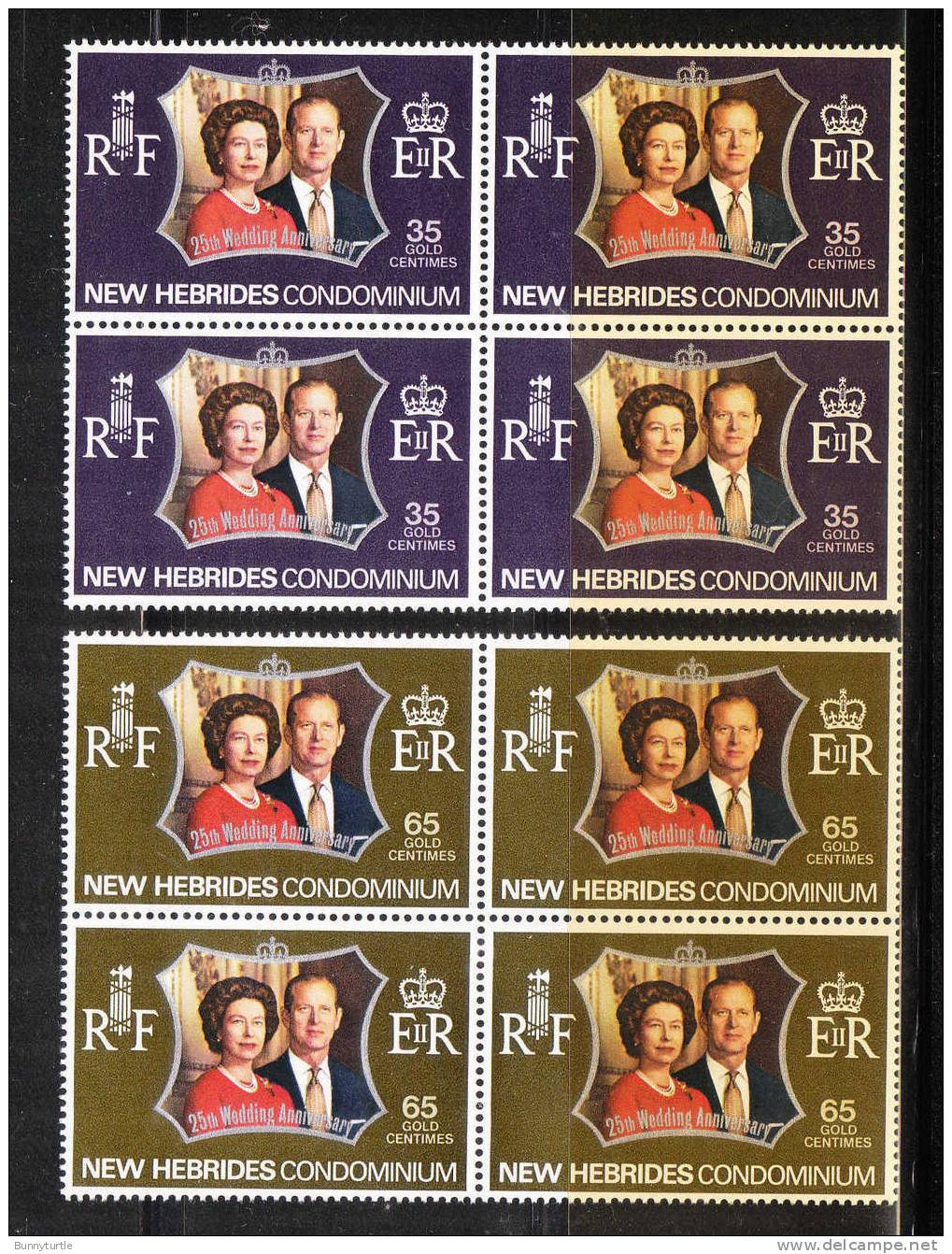 New Hebrides British 1972 Silver Wedding Issue Omnibus Blk Of 4 MNH - Nuovi