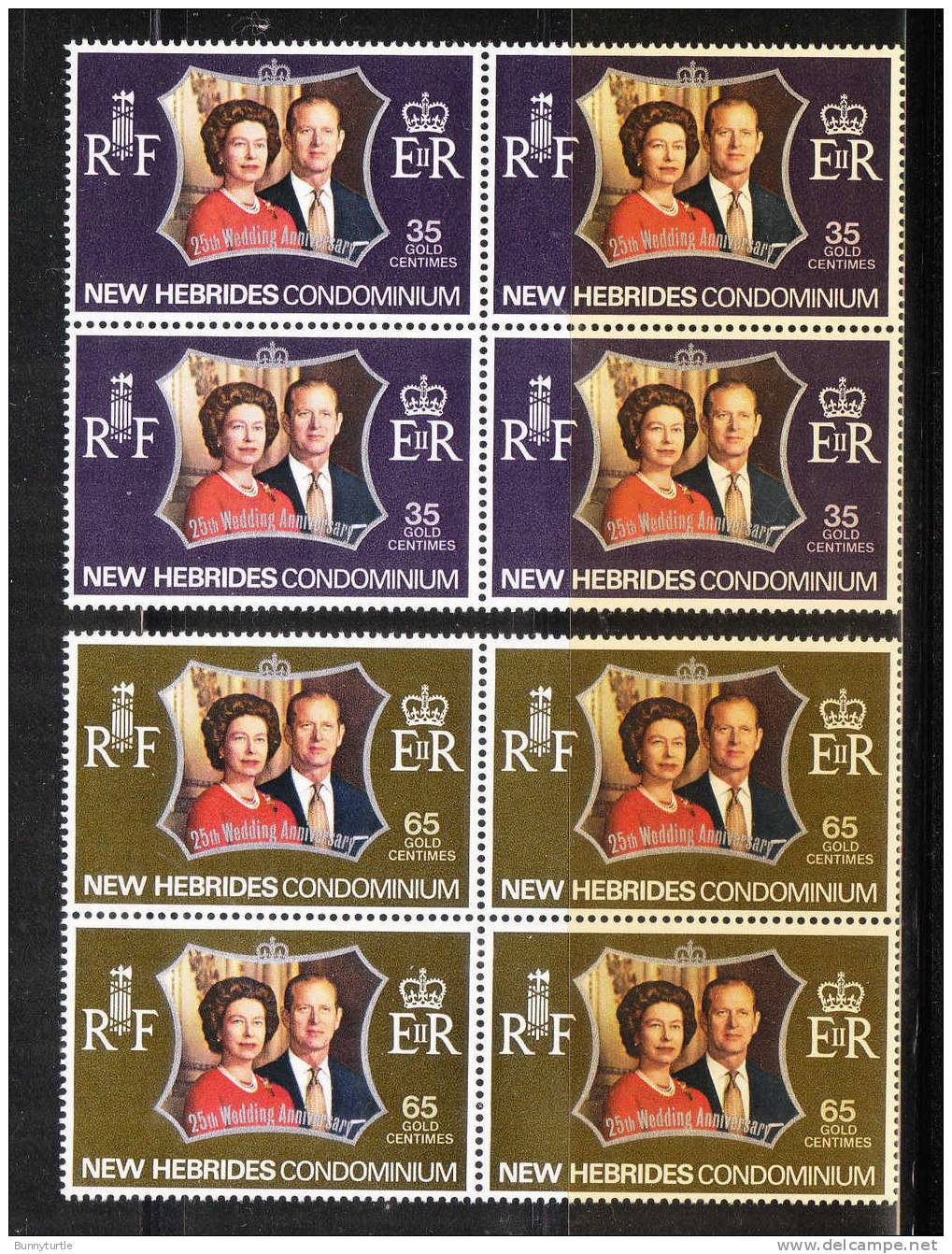 New Hebrides British 1972 Silver Wedding Issue Omnibus Blk Of 4 MNH - Unused Stamps