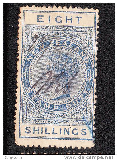 New Zealand 1882 Queen Victoria Postal Stamp Duty 8sh Used - Usados