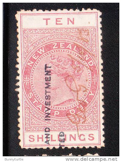 New Zealand 1882 Queen Victoria Postal Stamp Duty 10sh Used - Used Stamps