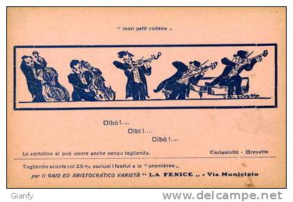 MUSICA VARIETA LA FENICE CARTOLINA INVITO 1900 - Demonstrations