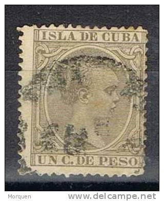 Cuba, Colonia Española 1 Ctvos Oliva Gris, Edifil Num 124 º - Cuba (1874-1898)