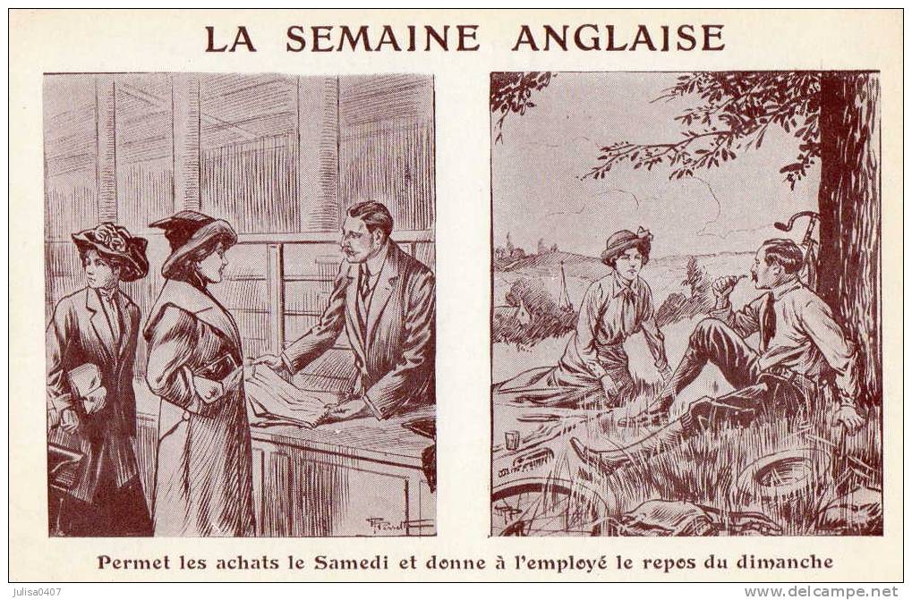 SEMAINE ANGLAISE Carte De Propagande Organisation Du Travail - Satirisch