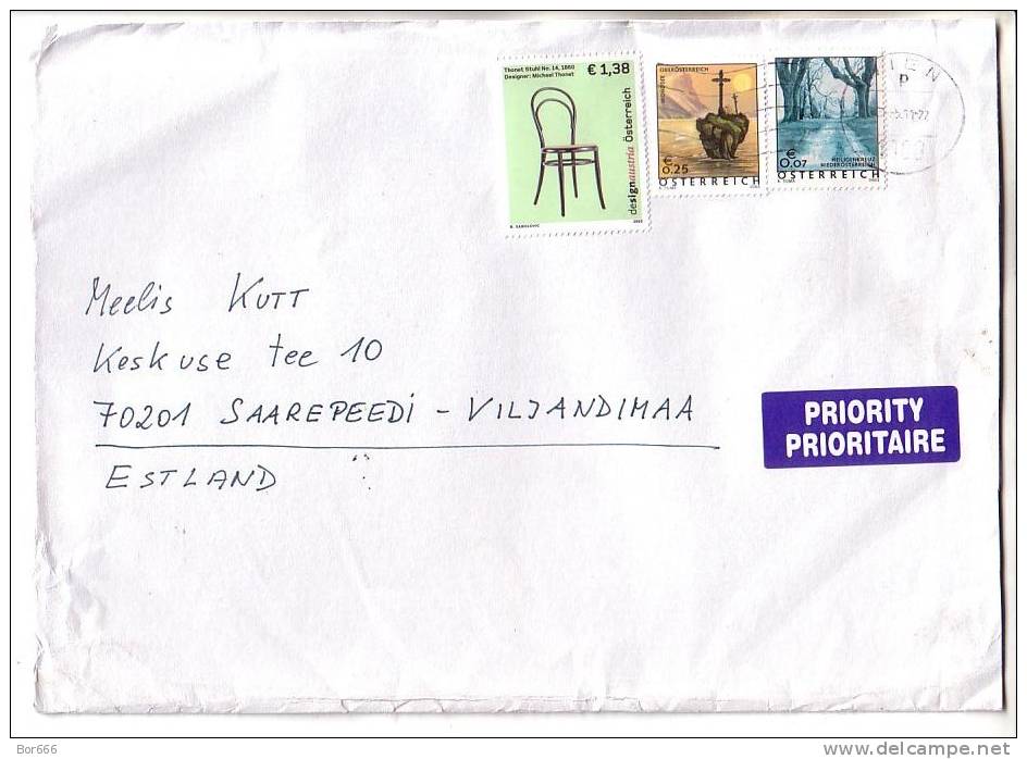 GOOD AUSTRIA A5 Postal Cover To ESTONIA 2011 - Good Stamped - Cartas & Documentos