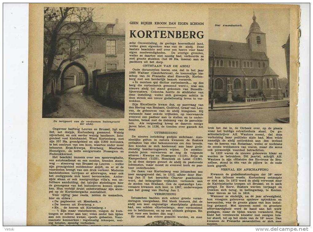 Kortenberg : Geen Rijker Kroon Dan Eigen Schoon  ( 2 Blz. Uit Zondagsvriend 1937 ) Met Allerlei Informatie - Kortenberg