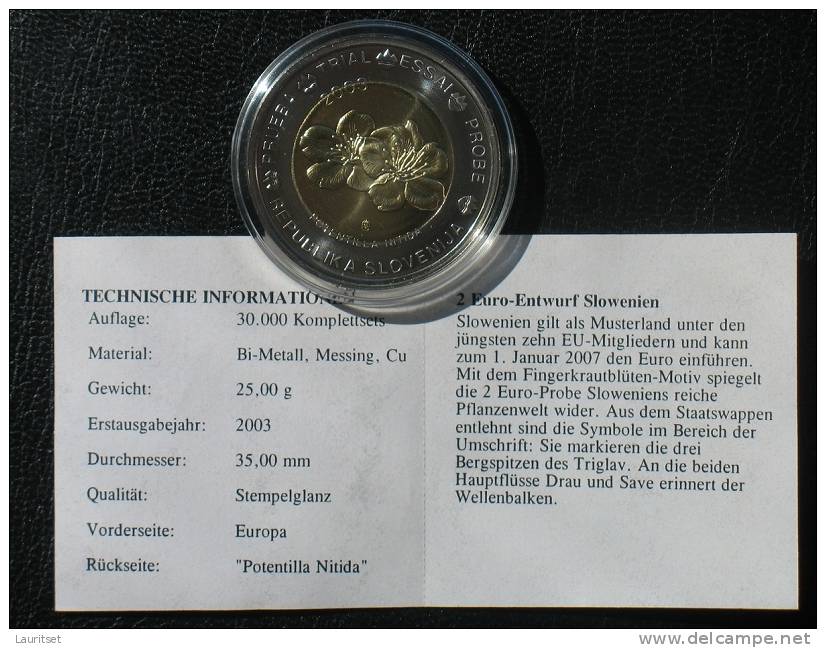 SLOVENIJA SLOWENIEN 2 EUR Münze Specimen UNC+ Sertifikat - Ohne Zuordnung