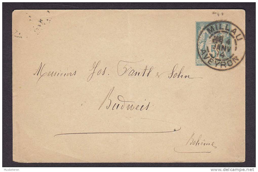 France Postal Stationery Ganzsache Entier Sage 107 X 71 Mm MILLAU Aveyron 1894  Budweis BUDEJOVICDE Böhmen (Arrival) - Enveloppes Types Et TSC (avant 1995)