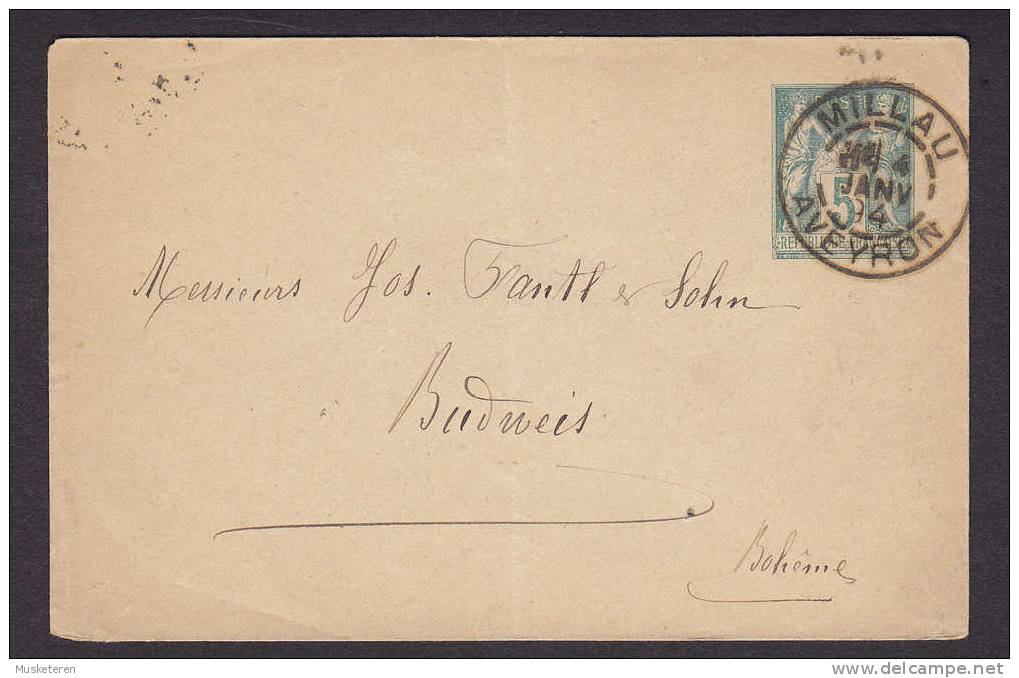 France Postal Stationery Ganzsache Entier Sage 107 X 71 Mm MILLAU Aveyron 1894  Budweis BUDEJOVICDE Böhmen (Arrival) - Standard- Und TSC-Briefe (vor 1995)