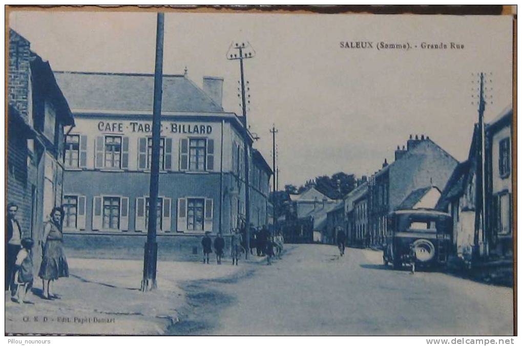 CPA _ Saleux _ Grande Rue Et Autobus _ Bon état - Autres & Non Classés