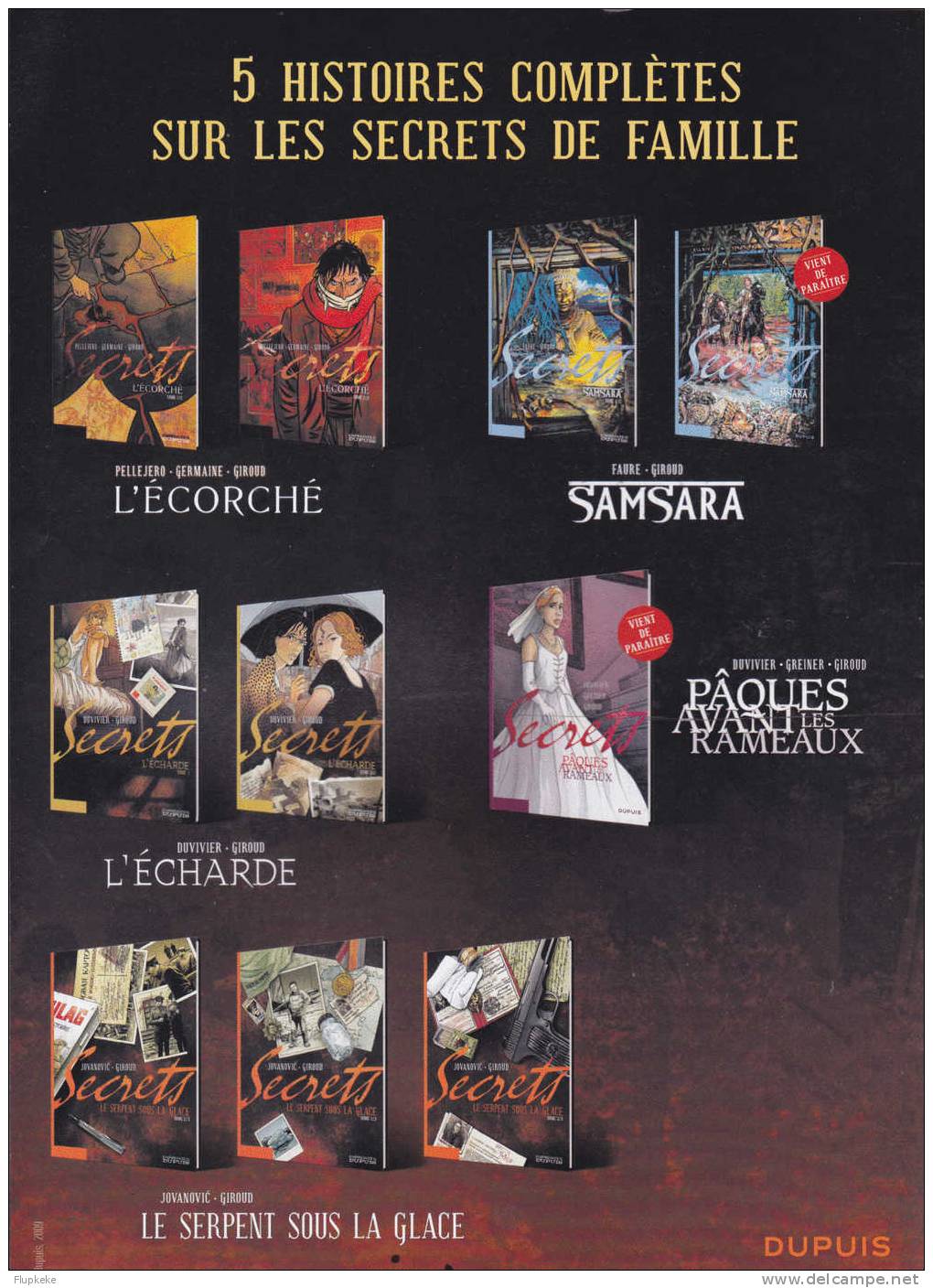 Maquette Promo Secrets 5 Grandes Histoires De Famille Dupuis - Press Books