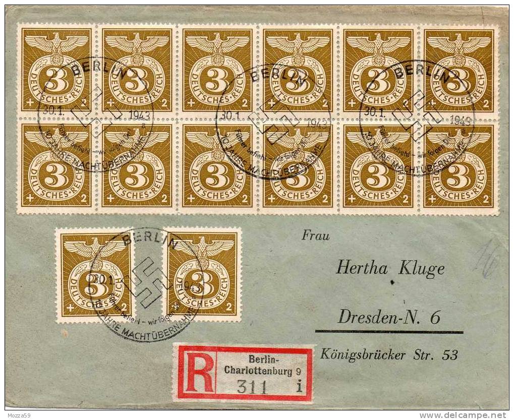 Germany, Third Reich, 1943 Breif - Letter,  Berlin Charlottenburg 9,  "10 Jahre Machtubernahme" Special Cancel - Stempel - Covers & Documents