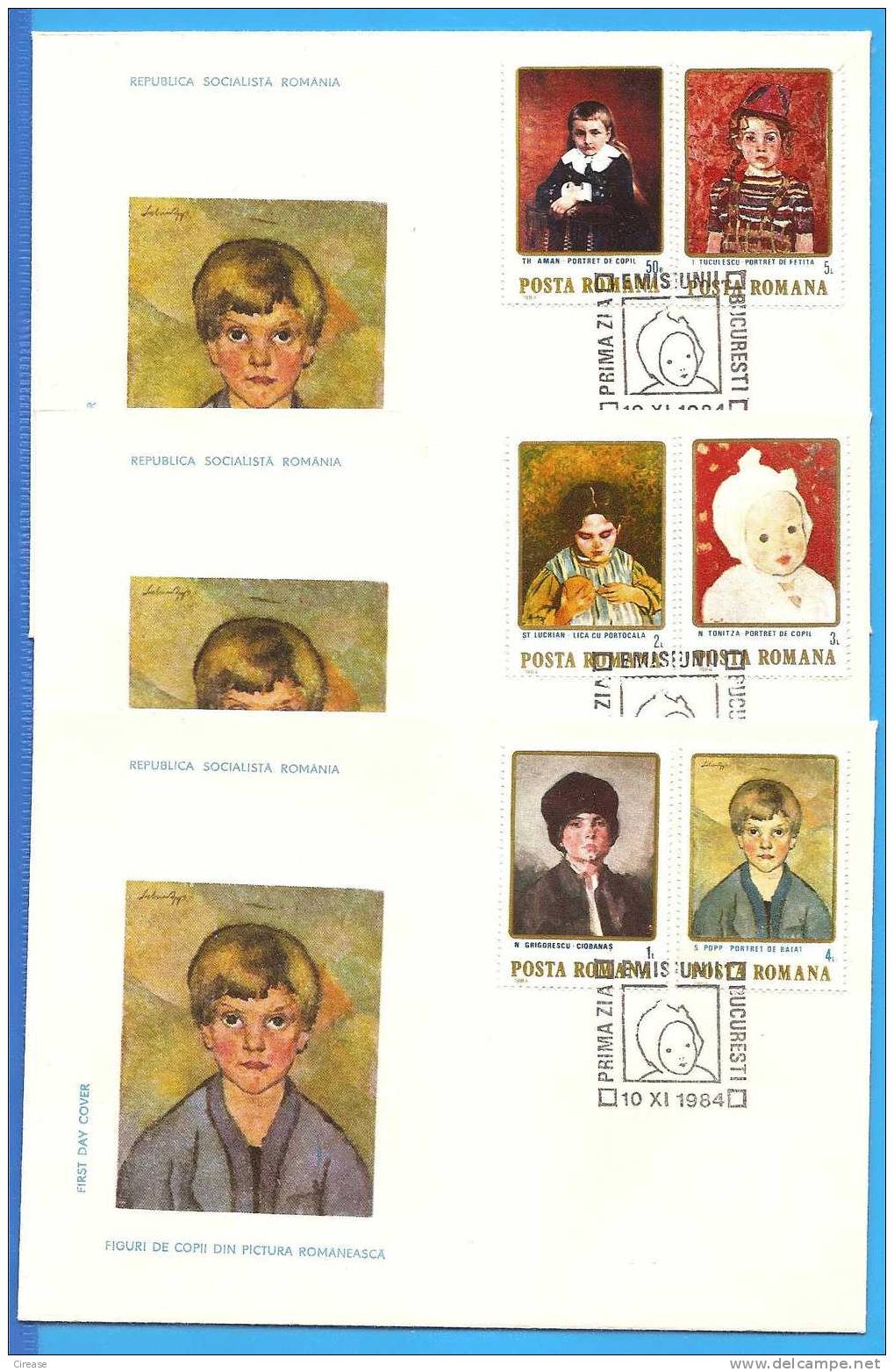 Figures Of Children Painting. Romania FDC 3X First Day Cover - Impresionismo