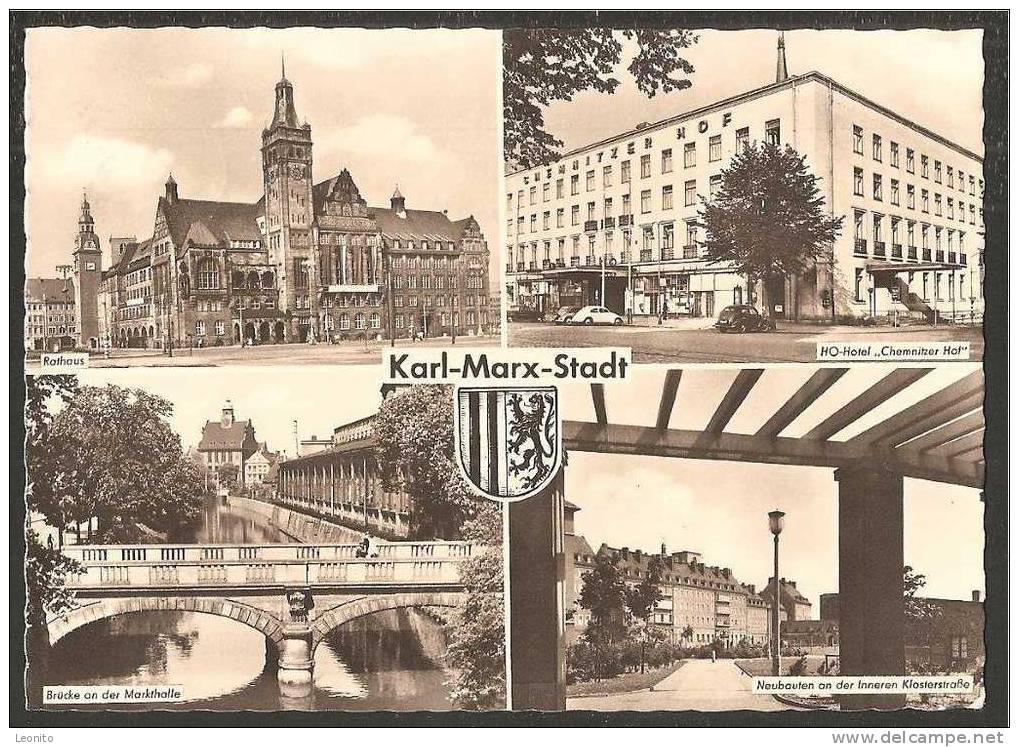 Karl MArx Stadt Chemnitz 4-Bilder-Karte 1963 - Chemnitz (Karl-Marx-Stadt 1953-1990)