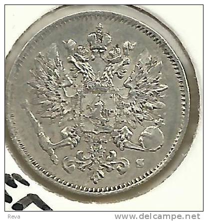 FINLAND 25 PENNIA  WREATH FRONT RUSSIAN EAGLE WITH CROWN BACK 1916 S SILVER EF KM6(?) READ DESCRIPTION CAREFULLY !!! - Finlande