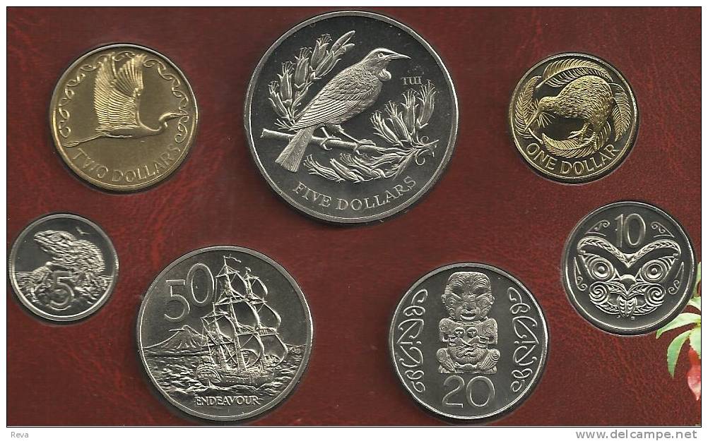 NEW ZEALAND MINT SET OF 7 5 CENTS- $5  BIRD QEII HEAD BACK 1995 BUNC READ DESCRIPTION CAREFULLY!!! - Nieuw-Zeeland